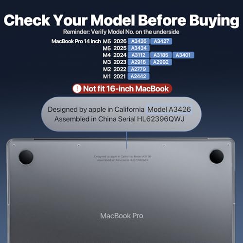 Image of Soonjet for MacBook Pro 14 inch Case | M5 M4 M3 M2 M1 Pro /Max 2026-2021 | 100% Ultra Clear | Protective Hard Shell Laptop Cover | Crystal Clear
