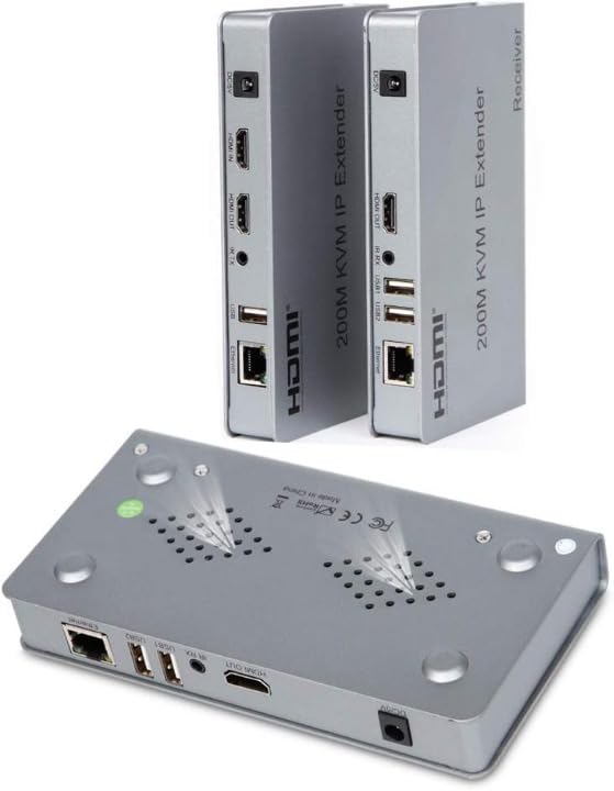 Image of MICROWARE HDMI Extender 200m HDMI to RJ45 Extender KVM Over Ethernet LAN IP Signal IR Control 1080P@60Hz HDTV Resolution for PC, HDTV KVM with Wide IR (200M)