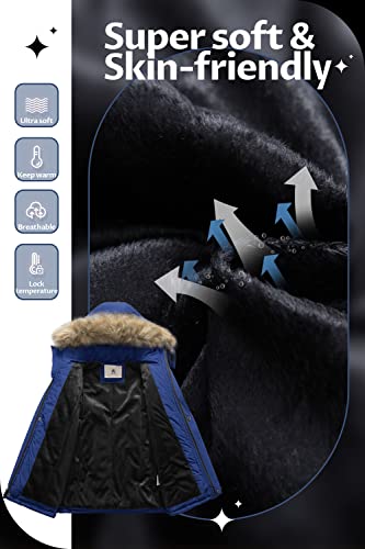 Creatmo Us Boy's Casual Clothes Padded Heavyweight Adventure Warm Winter Coat Parka Youth Ski Jacket With Cozy Hood Navy 8 #TOP2