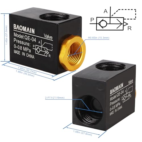 Image of Baomain Pneumatic One Way Quick Exhaust Valve QE-04 1 /2PT Inlet Port