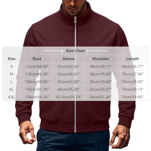 fartey Fleece Lined Jacket Men Stand Collar Full Zip Coats Zipper Pockets - image 6