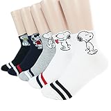 socksense The Peanuts Women and teen girls Cartoon Character Series Licensed Socks (Cotton Blend, Cute_5pairs)