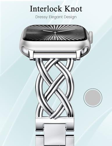 Image of TOYOUTHS Dressy Bracelet Compatible with Apple Watch Bands 38 /40 /41 /42 /44 /45 /46 /49mm Women, Celtic Stainless Steel Metal Fancy Nice Pretty Strap for iWatch Series 11 10 9 8 7 6 5 4 Ultra /SE 3 2 1