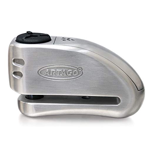 Artago 32 Candado antirrobo Moto Disco Alarma + Warning 120 db Alta Gama, ø15 Cierre s.a.a, homologado Sra, Acero Inoxidable