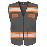 TCCFCCT Mesh High Visibility Vest with Pockets Reflective Safety Work Vest for Men Women, Hi Vis Con