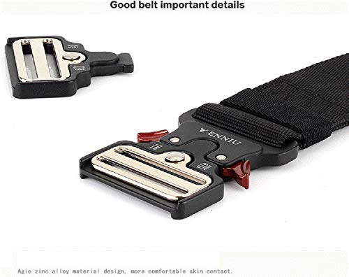 Yeapv Nylon Tactical Web Belt, W/1.5”-2” Military Army Style Combat Riggers Webbing Belt Adjustable Heavy Duty with Quick-Release Metal Buckle for Men Women (Black W/2 inches-B) - Thumbnail 2