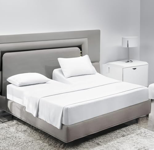 Sanders Collection Inc SCI Top Split Flex Sheet Set for Adjustable Bed 32" Split Head Queen Size 800 Thread Count 100% Egyptian Cotton 4 Piece Set fits up to 16 Inch Deep Pocket (White)