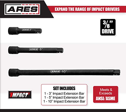 Ares 70032-3/8-Inch Drive Impact Extension Bar Set - 3-Inch, 5-Inch, And 10-Inch Laser Etched Socket Extensions Expand The Range Of Impact Drivers #TOP1