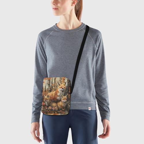 Crossbody Bag Fox Family Animal Autumn Fall Thanksgiving Messenger Bag for Women Men Purse Shoulder Bag Satchel Bag with Adjustable Strap 214B5896 7