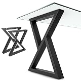 NEXT LEVEL - Tischbeine Metall Schwarz | 65x74cm, Profil 80x40mm, Metallisch, für Holz und Glas, Kompatibel mit Tischbreiten 70, 80, 90 und 100cm | Tischgestell Metall | Tischfüße Metall - PM-001