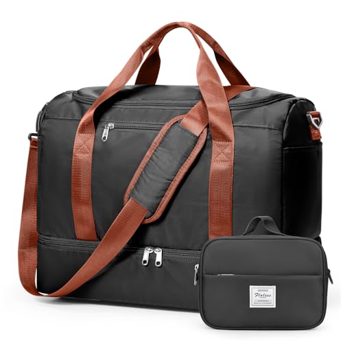 Travel Duffel Bag,Carry-On Overnight Weekender Bags with Shoes Compartment