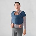 Ergobaby Sustainable Knit Aura Baby Carrier Wrap for Newborn to Toddler (3-11 kg), Twilight Navy
