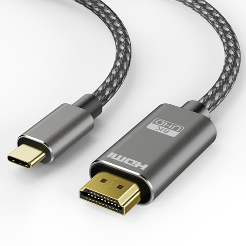 8K USB C to HDMI Cable 6 FT 8K@60Hz 4K@240Hz HDMI 2.1 48Gbps HDR10&HDCP 2.3 USB4 Type C to HDMI Cord for Thunderbolt 5/4/3 MacBook Pro Air iPad Mac mini iPhone 17 Pro Max Galaxy S26 XPS Surface