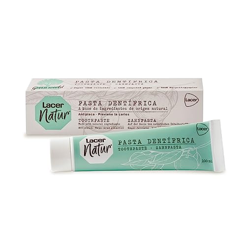 LACER NATUR - Pasta Dental 100ml, Origen Natural, Anticaries y Antibacteriano, Pasta de Dientes Antiséptica, Antioxidante, Con Flúor, Sin Gluten