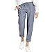 semen Womens Drawstring Elastic Waist Straight Leg Pants Solid Color Casual Loose Trousers with Pockets(UK 14/Tag XL) Gray