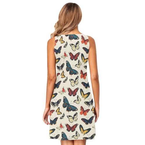 Image of ALAZA Women's Summer Dress Sun Dress Sleeveless with Pockets