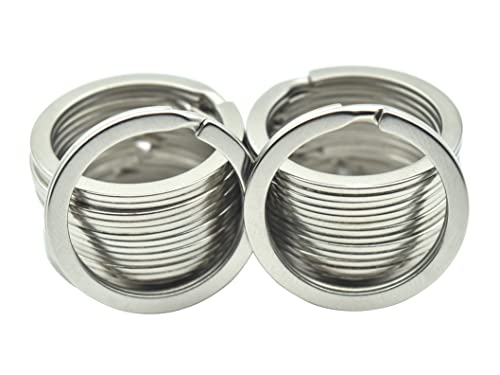 ZoloAJay 20 Pack Key Ring Keychain 1 Inch 25mm Diameter Metal Flat Split Key Chains Rings for Home Car Dog Tag Office Lanyards Keys Attachment Silver