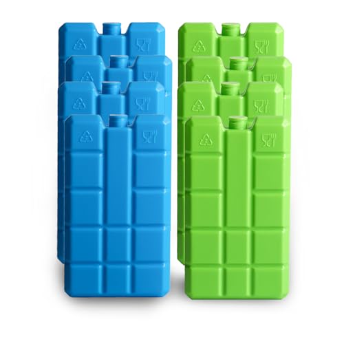 sunVigorous Paquete de 4/8 acumuladores de frío de 200 ml, elemento refrigerador ultrafino reutilizable, adecuado para exteriores, para mantener los alimentos frescos (Bla4 verde4)