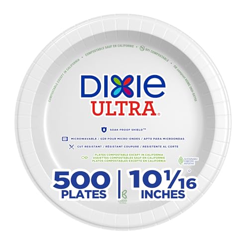 Dixie Ultra 10 1/16 Inch Heavy-Weight Paper Plates, White, 500 Count, Bulk Case, 4 Packs/125 Count Per Pack, (Georgia-Pacific #SXP10W)
