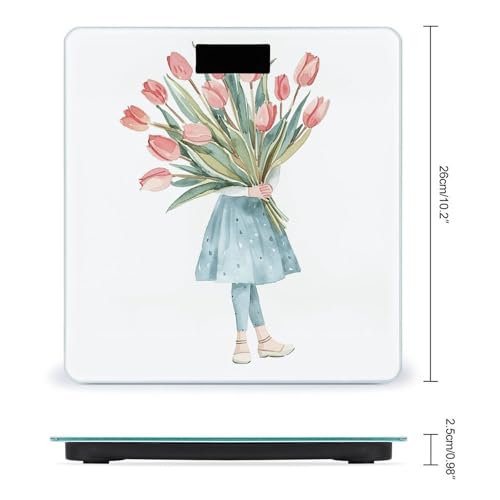 Báscula Digital de Baño con Diseño Flores y Vidrio Templado miniatura 2