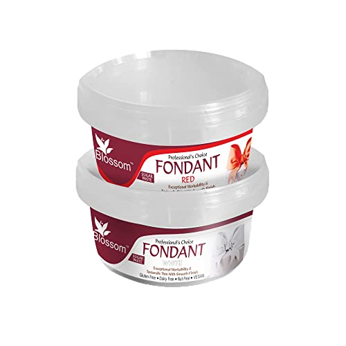 Image of BLOSSOM White - Red Sugar Paste /Fondant for Cake Decorating, 200g - Pack of 2 (400g Total Pack Size)