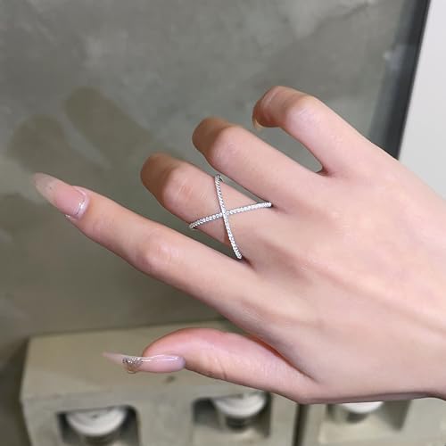 925 Sterling Silver Criss Cross Wedding Ring for Women, D Colour VVS1 Moissanite Eternal Promise Band, Size 5-94