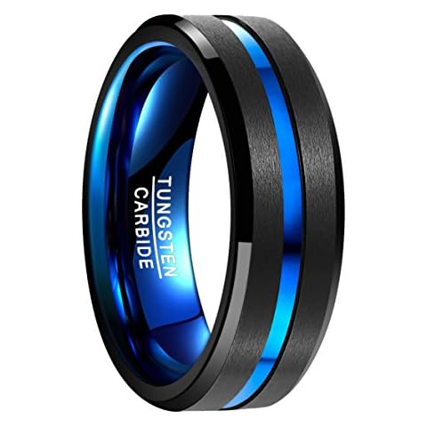 Bague NUNCAD Tungstène Noir+Bleu Cover