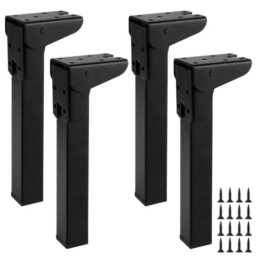 GOYADA Lot de 4 Pieds de Table Rabattable 20 cm, Pied Pliant Table à 90 Degrés, Pieds de Table Pliables en Métal pour Table Lit Canapé