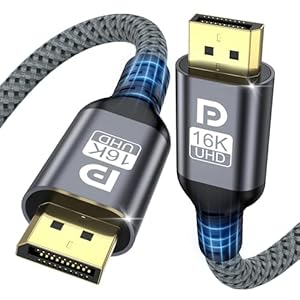 TEFLOTY 16K DisplayPort Kabel 2m 2.1, DP Kabel Unterstützt 80Gbps 16K@60Hz, 8K@120Hz, 4K@240Hz/165Hz/144Hz, Display Port Kabel für Gaming-Monitor, Grafikkarte, Laptop, Projektor