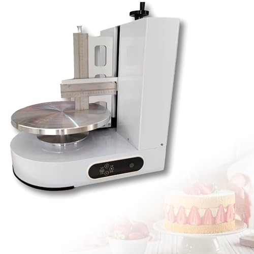 VPAIUNCKU Automatic Electric Cake Cream Spreading Machine - Stainless Steel Icing Smoother, Adjustable Speed Turntable For 4-12 Inch Cakes, Professional Cake Decorating Coating white