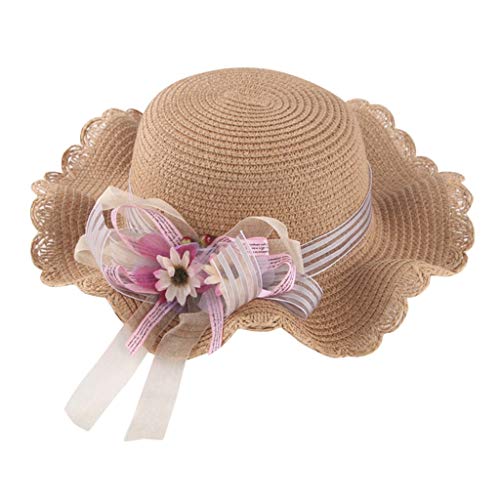 Sombrero Cubo Transpirable Volantes Niñas Verano Bebé Pescador Niños Flores Paja Cap Cuidado del Bebé Cover