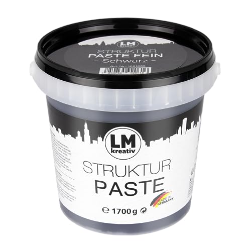 LM - Pasta fina para estructura (1,7 kg, pizarra negra, pasta texturizada para lienzos, perfecta para cuadros en el salón, pasillo, dormitorio, oficina