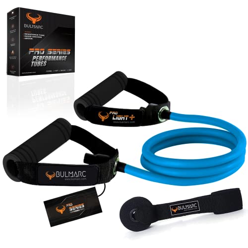 Image of BULMARC Resistance Tube /Bands for Exercises Set with Foam Handle, Featuring eBOOK with 45+ Exercises for Full Body Workout /Toning Tube for Exercise Door Anchor Optional