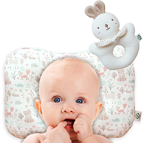Baby Pillow for Newborn, Breathable 3D Air Mesh Organic Cotton, Protection for Flat Head Syndrome