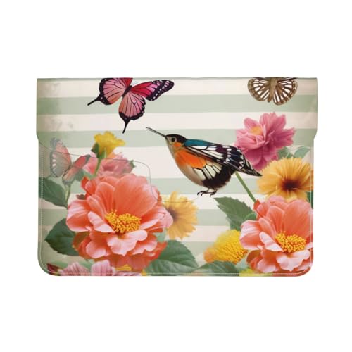 Housse PC 13 pouces fleur et papillon, pochette ordinateur fine pour le bureau et les voyages