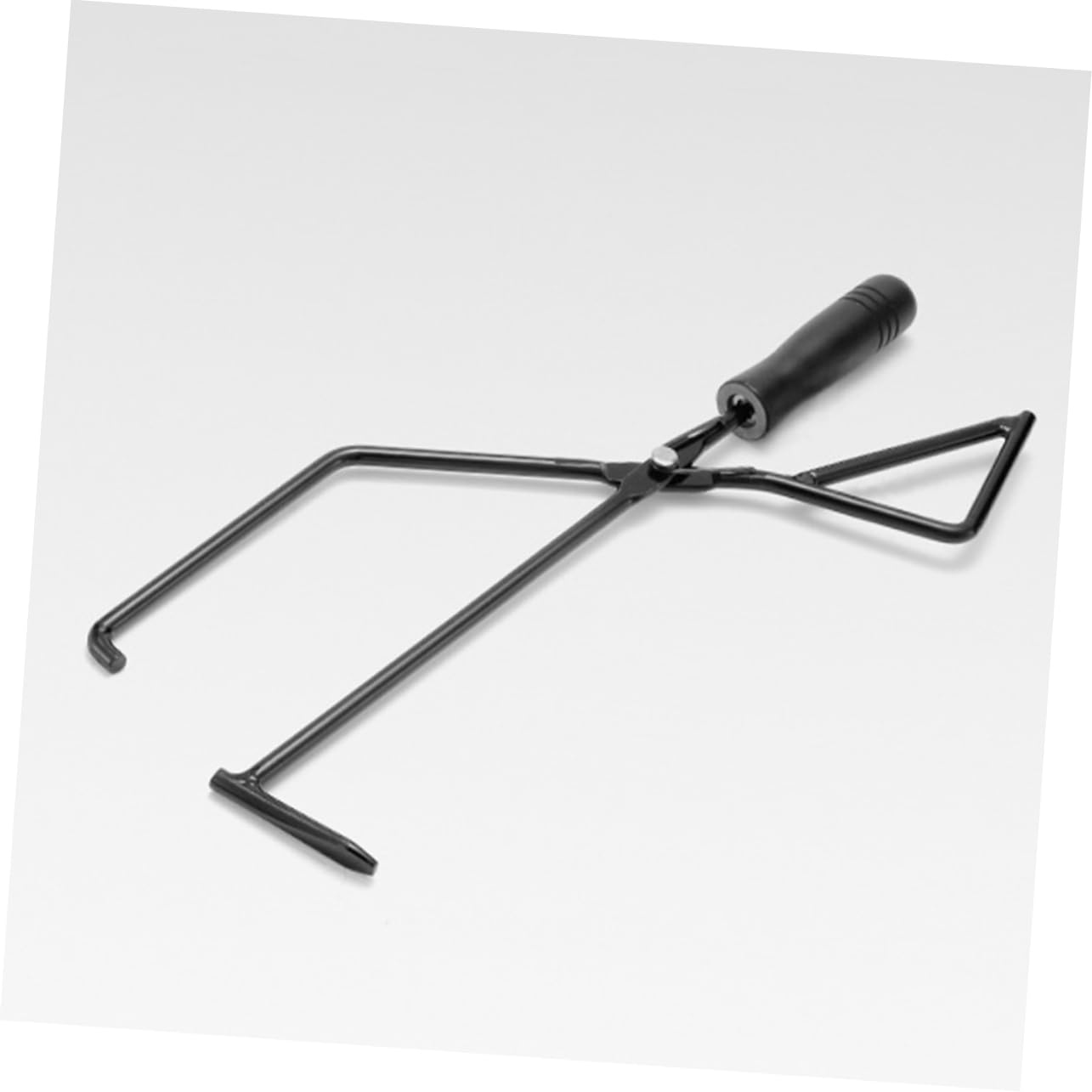 Pinza de Carbón para Chimenea de Camping con Mango de Madera Negra | Hierro Resistente, Agarre de Precisión para Manipular Brasas, 1 Pieza para Hotel y Fogata Exterior