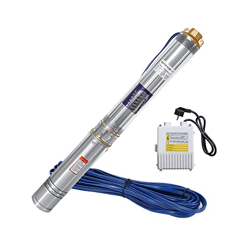Produktfoto von Ansobea Tiefbrunnenpumpe 1100W, 4000l/h Brunnenpumpe 939mm, Edelstahl Wasserpumpe Druck 8,1bar, max. Förderhöhe 81m,&hellip;