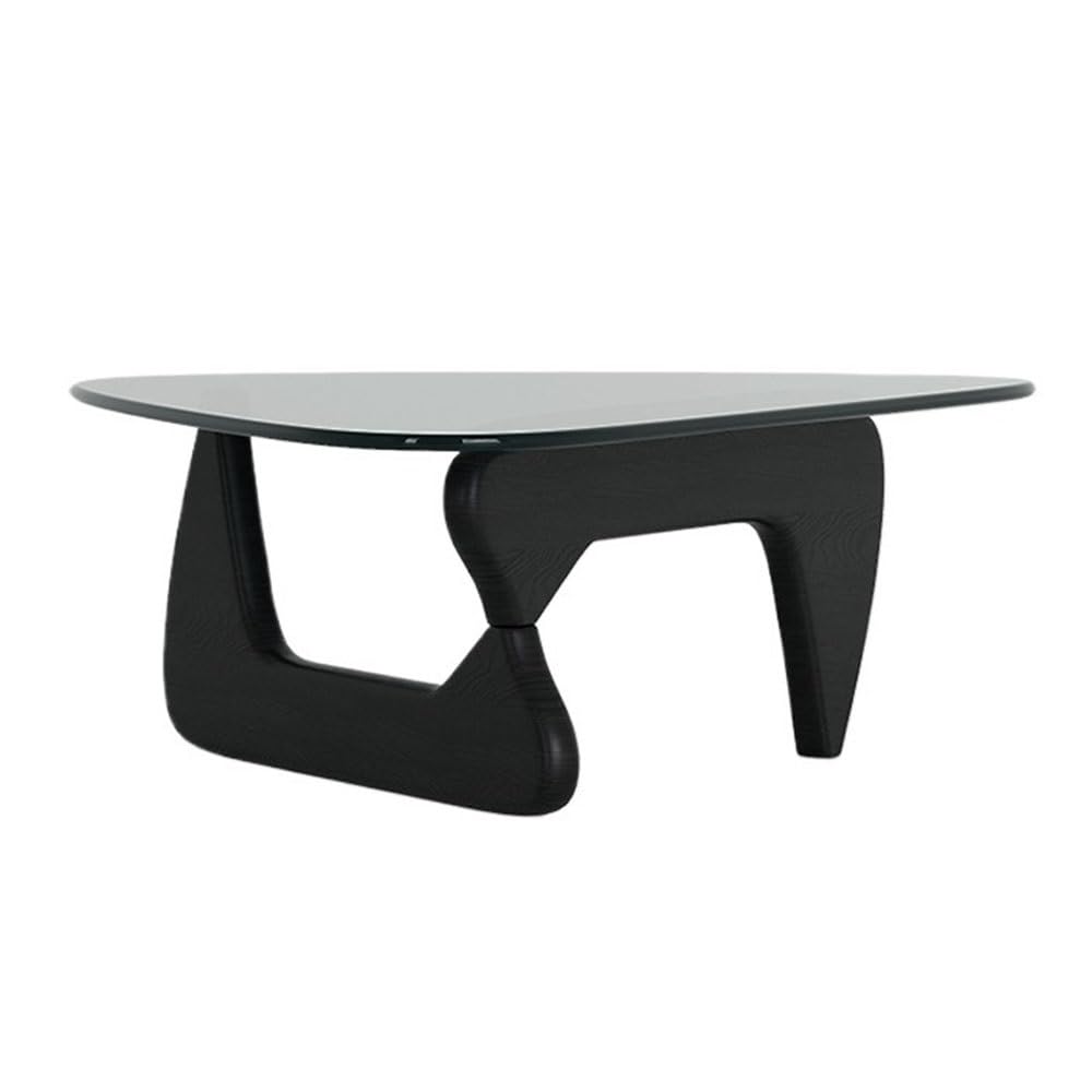 ZTHYSHOZ Side Table Modern Glass Coffee Table Sculptural Wooden Base Living Room Center for Contemporary Home Decor(Small)