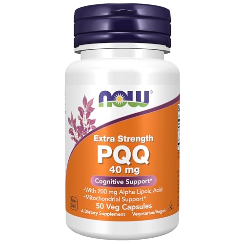 NOW Foods Supplements PQQ 40 mg with 200 mg Alpha Lipoic Acid Extra Strength 50 Veg Capsules