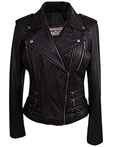 Preisvergleich Produktbild BRANDSLOCK Damen Echtes Leder Biker Jacke