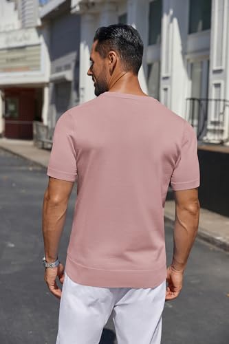 COOFANDY Men's Knit Henley Shirts Short Sleeve Casual Basic Tee Summer Button Soild T Shirts3