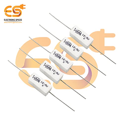 Image of 1 Ohm (Ω) 5 Watt Fusible Ceramic Cement Power Resistor Pack of 5pcs