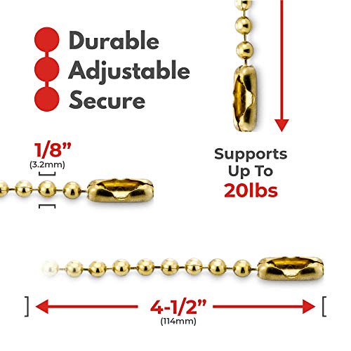 4.5” Beaded Ball Keychains (100 Pack) Solid Brass Bead Size #6 Tag Chains Usa Made #TOP3
