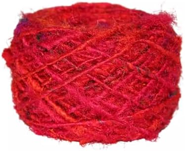 Knitsilk Regular Recycled Sari Silk Yarn - Red (100 Grams, 50-70 Yards) Soft Silk, Eco-Friendly Yarn, Knitting, Jewelry Making, Unique Craft Supplies image 2