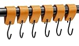 Brute Strength - Multifunctional Leather S-Hooks - Ochre Yellow - 6 Pieces - S Shaped Hooks - Coat H
