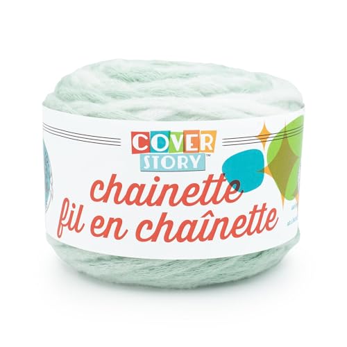 Lion Brand Yarn, Super Bulky Cover Story Chainette, Blanket Yarn for Knitting and Crochet, Mint, 1 Pack