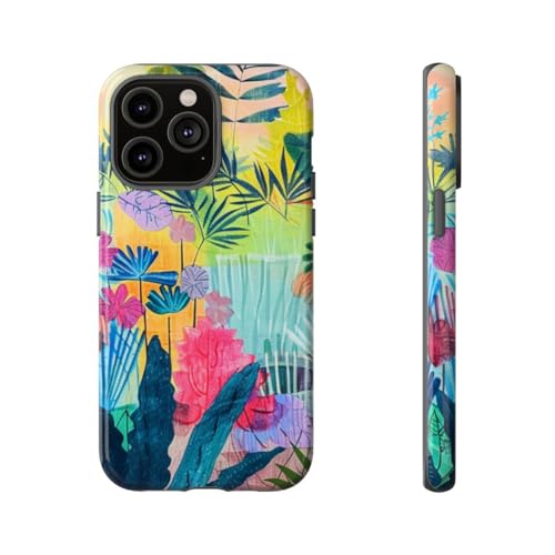 Coque iPhone 14 Pro Max tropicale rigide colorée motif exotique