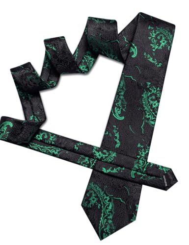 Image of Barry.Wang Paisley Tie Sets Hanky Cuff Links Flower Neckties Fashion