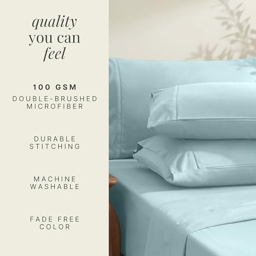 Image of Hearth & Harbor Extra Deep Pocket Sheets - Fits Mattress 18-24 Inches Deep - Extra Deep Pocket Full Size Sets - 6 Piece Full Size - Full - Aqua Blue