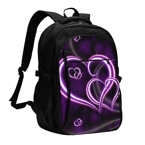 Sac à dos de voyage léger avec port USB motif plumes de paon pour homme et femme